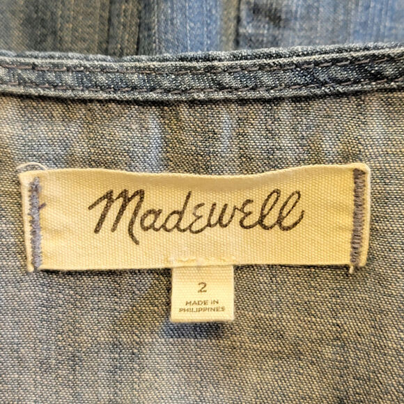 Madewell Denim Pieced Waist Midi Dress Mariden Wash Chambray Blue A Line Size 2 - Picture 14 of 16